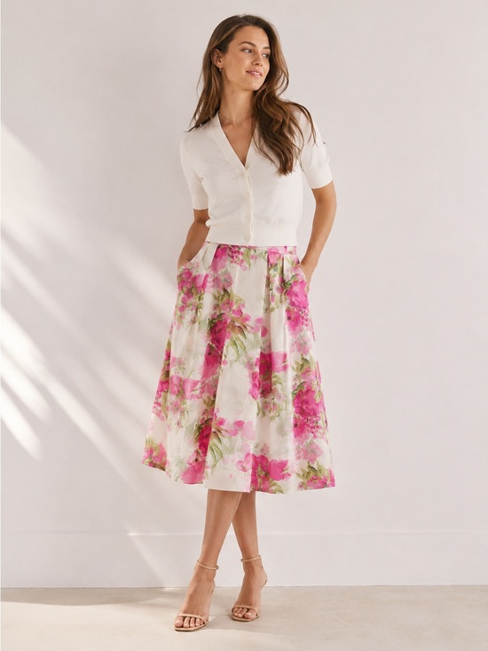 Boden Dresses & Skirts - Boden Pandora 100% Silk Floral A-Line Midi Skirt Pink Green Sz 4